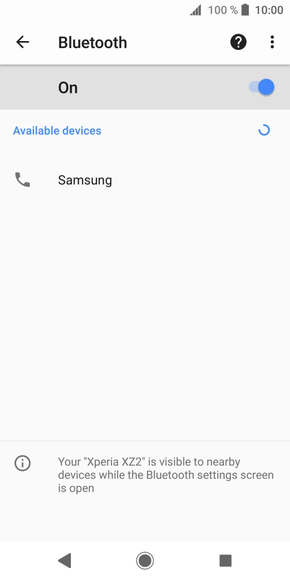 Press the required Bluetooth device and follow the instructions on the screen to pair the device with your phone.