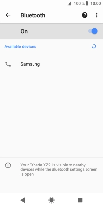Press the required Bluetooth device and follow the instructions on the screen to pair the device with your phone.