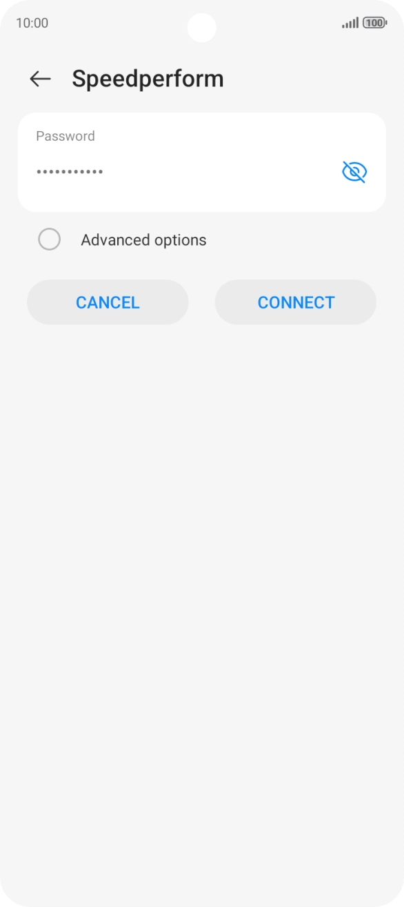 Key in the password for the Wi-Fi network and press CONNECT.