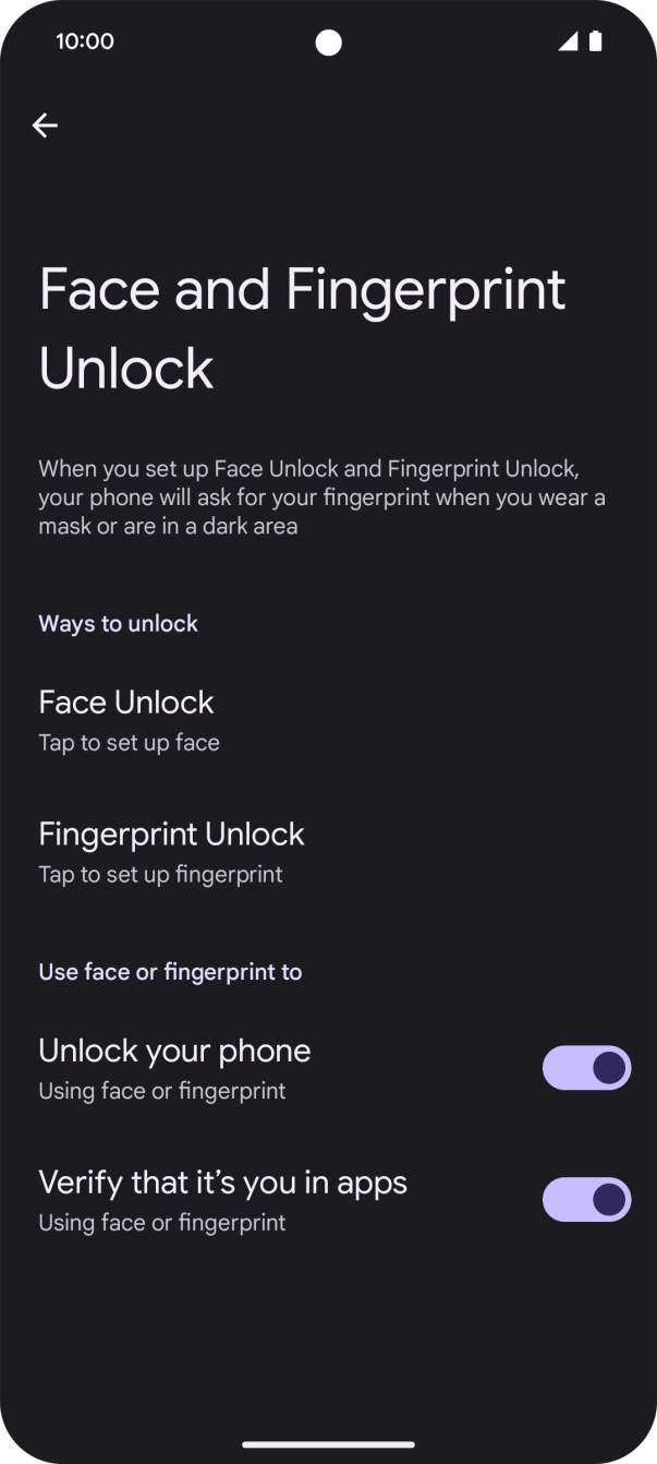 Press Fingerprint Unlock.