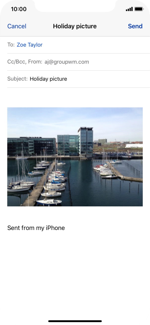 Press the text input field and write the text for your email.