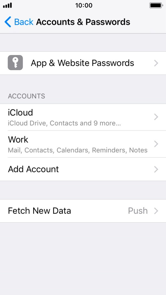 Press the name of the Exchange email account you've just set up.