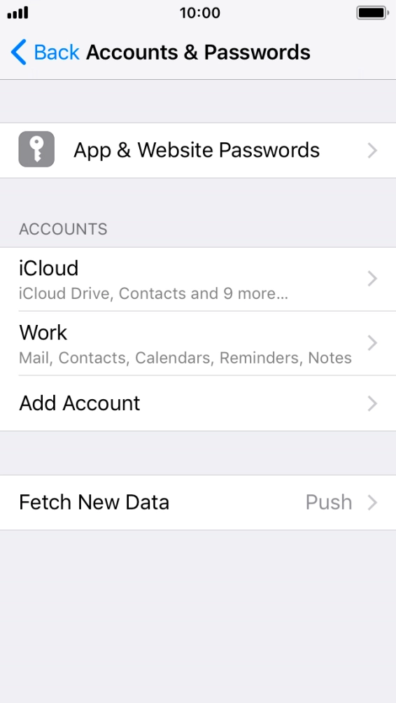 Press the name of the Exchange email account you've just set up.