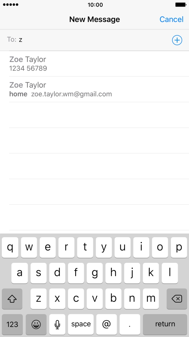 Key in the first letters of the recipient's name and press the required contact.