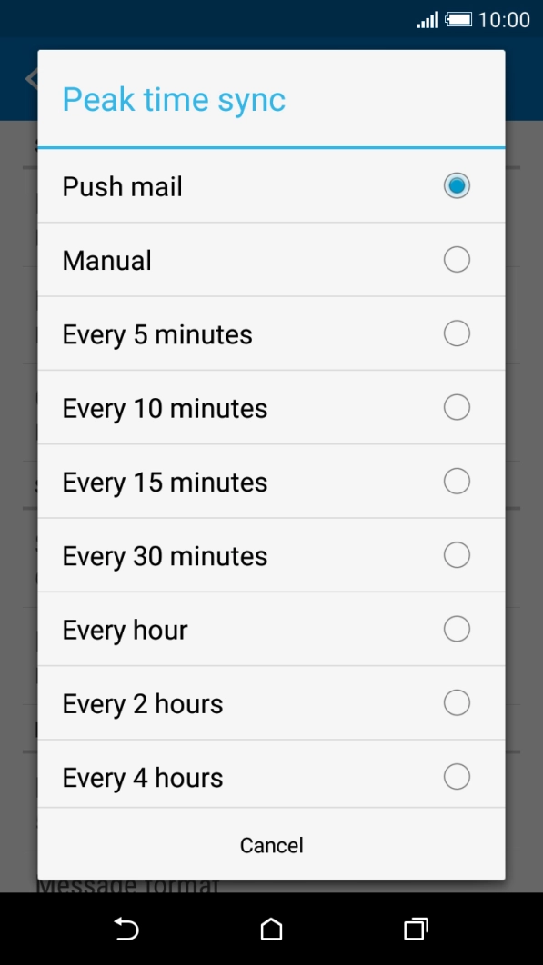 Press the required setting.