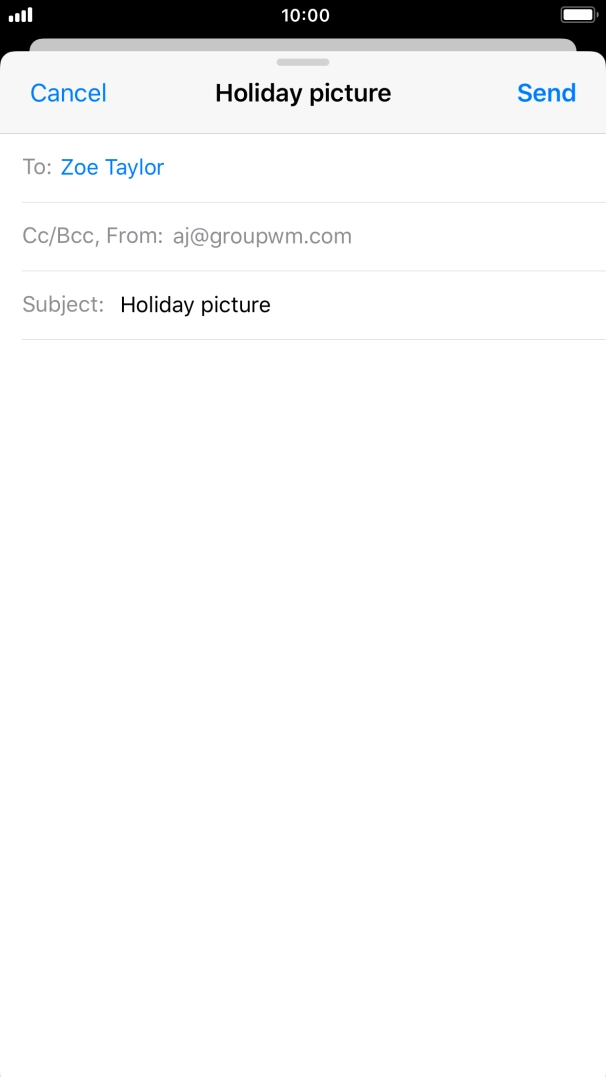 Press the text input field and write the text for your email.
