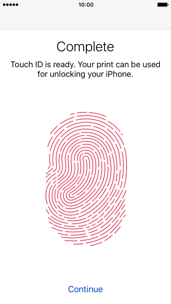 Press Continue. If you haven't previously selected a phone lock code, key in a code of your own choice twice.