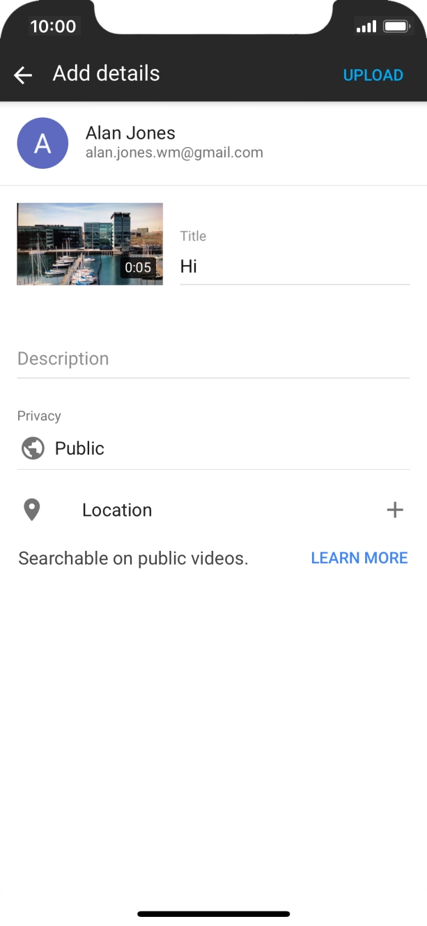 Write the required text and press UPLOAD.