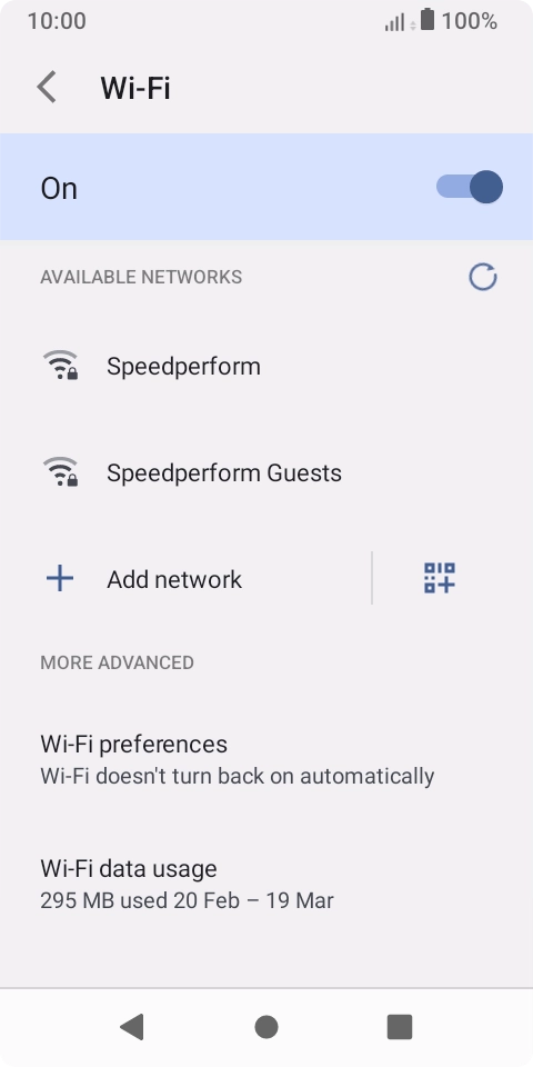Press the required Wi-Fi network.