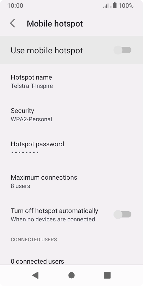 Press Hotspot name and key in the required name for the Wi-Fi hotspot.