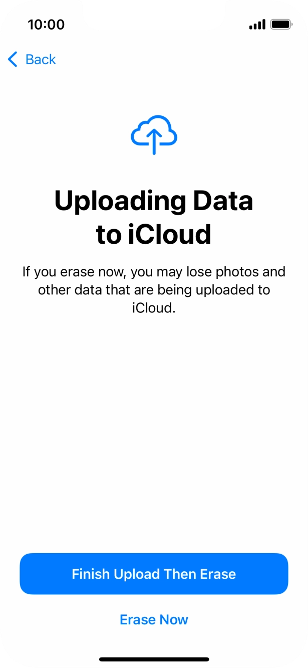 Press the required setting.