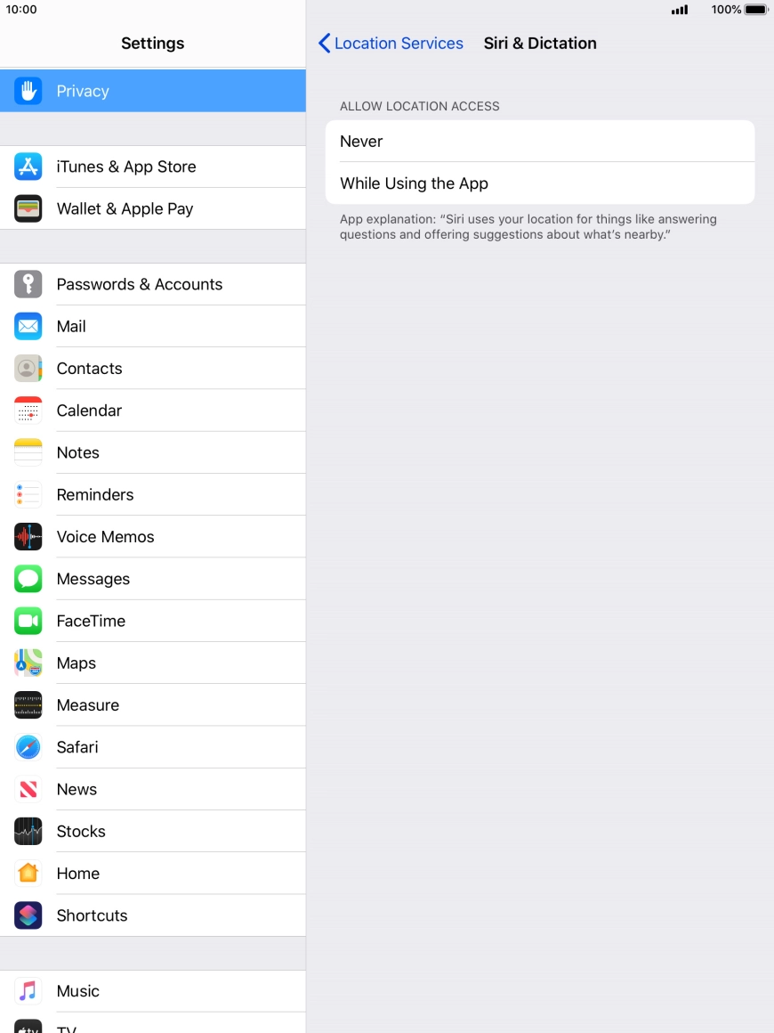 Press the required setting to turn the function on or off.