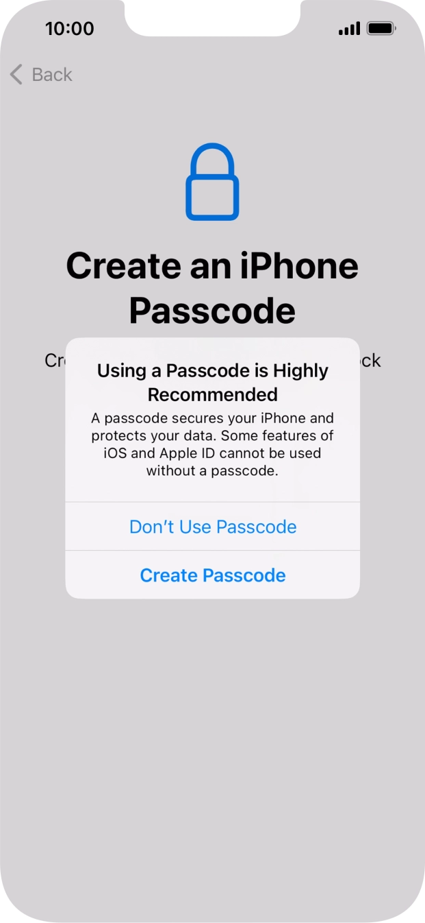 If you turn off the function, press Don't Use Passcode.