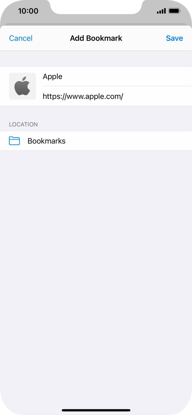 Key in the required name of the bookmark and press Save.