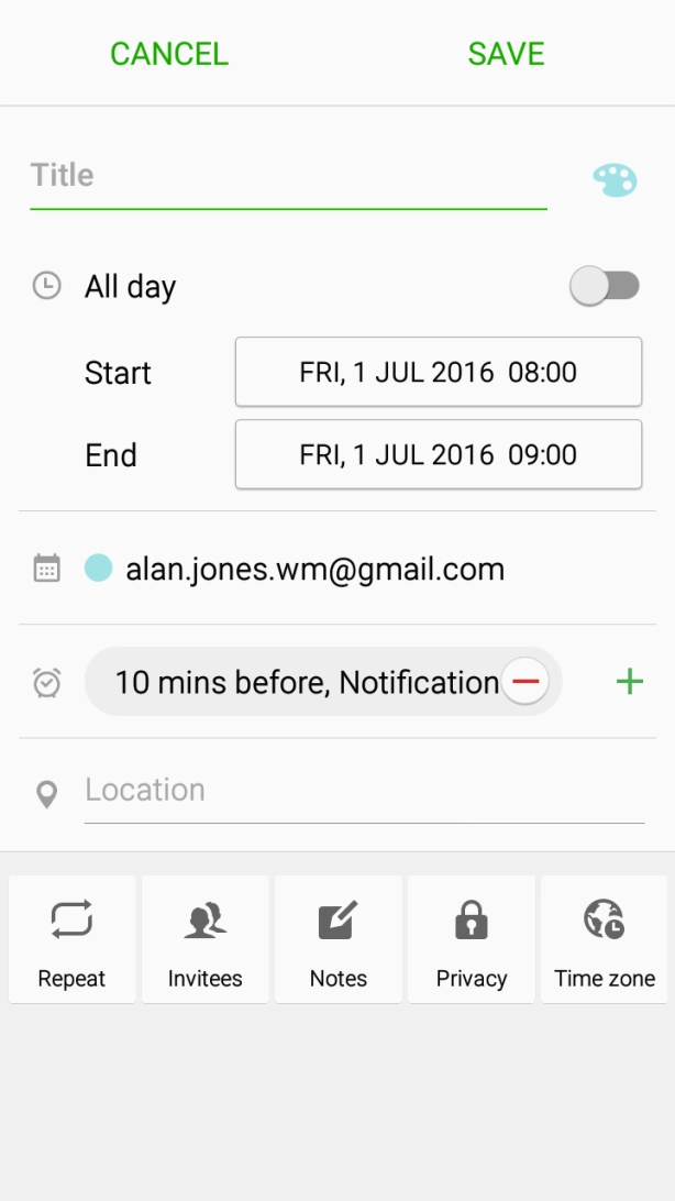 Press Title and key in the subject for the appointment.