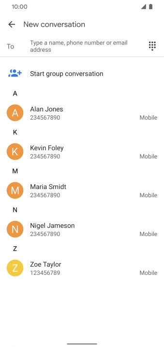 Press To and key in the first letters of the recipient's name.