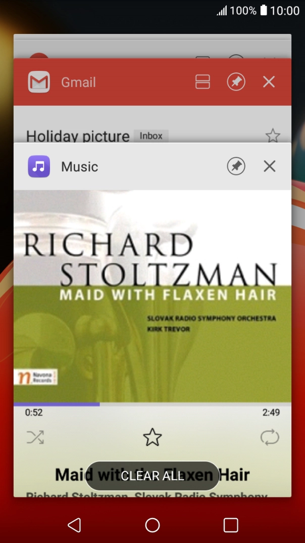 To end one running application, slide your finger right on the required application.