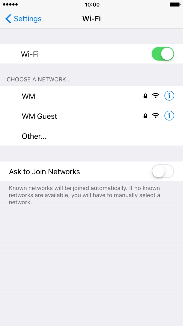 Press the required Wi-Fi network and key in the password for the Wi-Fi network.
