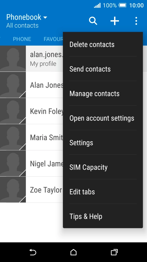 Press Manage contacts.