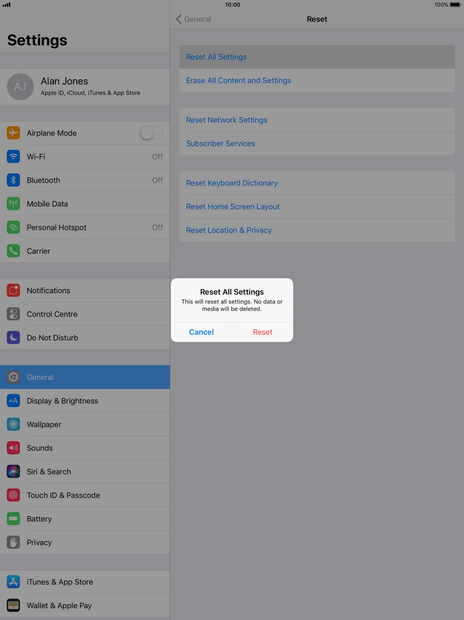 Press Reset. Press Reset.
