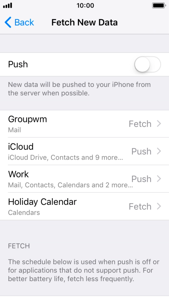 Press the required email account and follow the instructions on the screen to select settings for the specific account. Press the required email account and follow the instructions on the screen to select settings for the specific account.