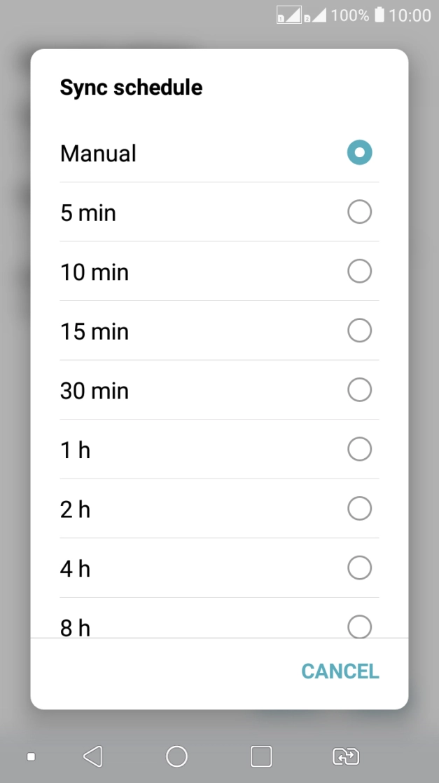 Press the required setting.