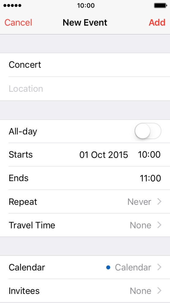 Press Starts and select the required start time.