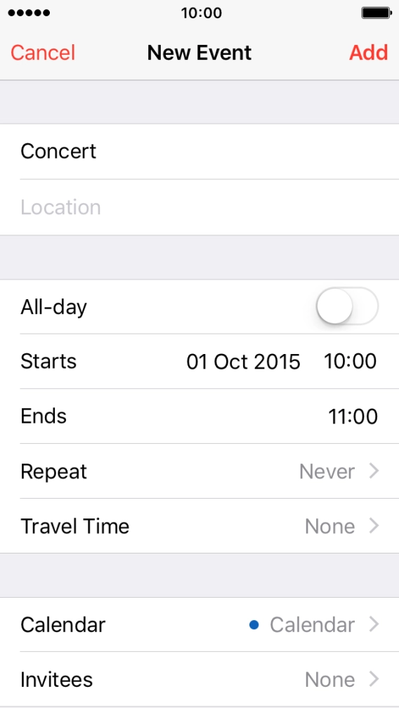 Press Starts and select the required start time.