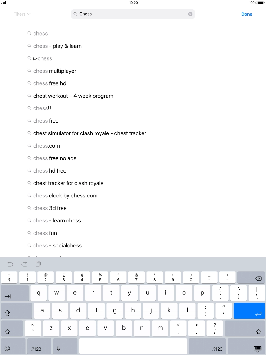 Key in the name or subject of the required app and press enter.