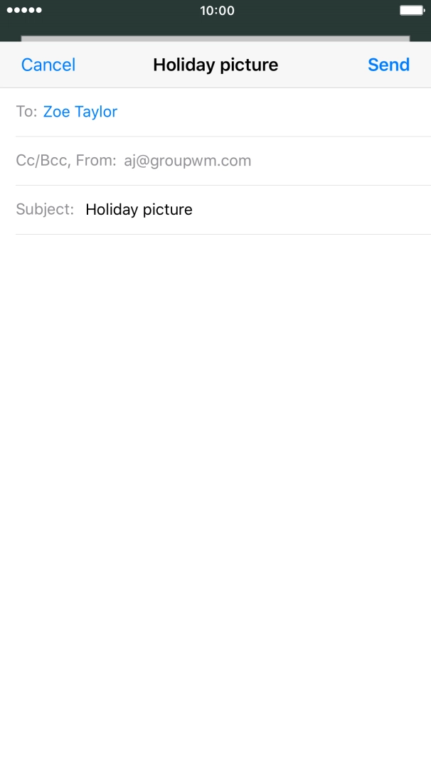 Press the text input field and write the text for your email.