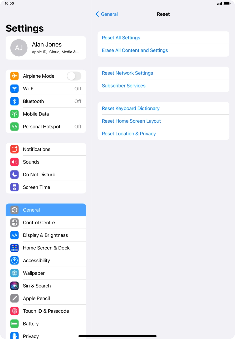 Press Reset All Settings.