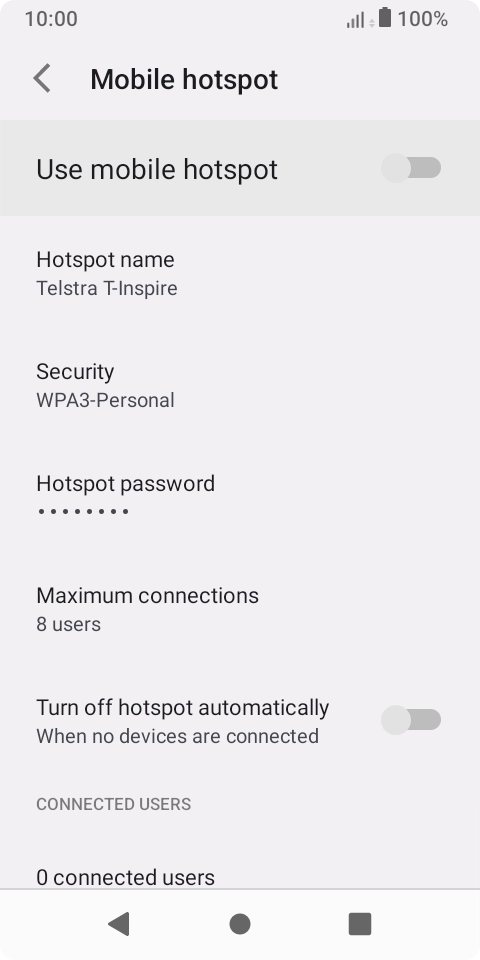 Press Hotspot password and key in the required password.