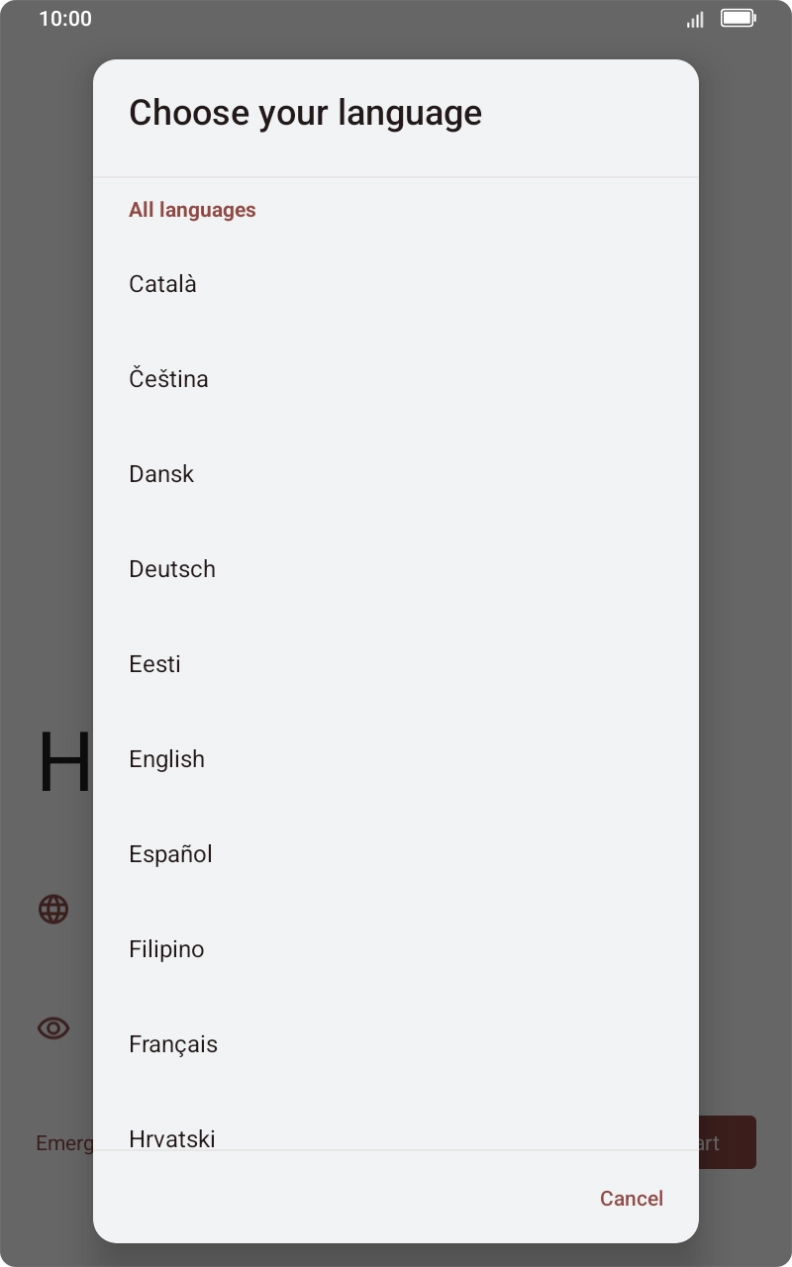 Press the required language.