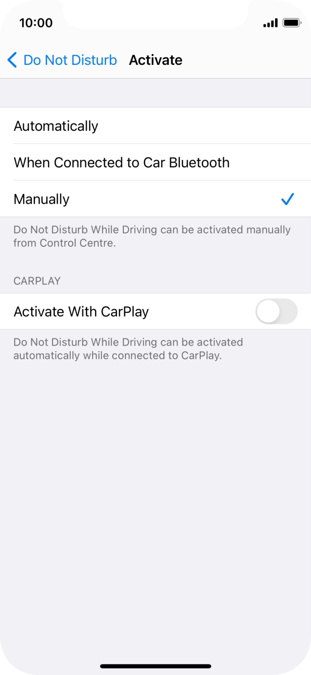 Press the required setting. Press the required setting.