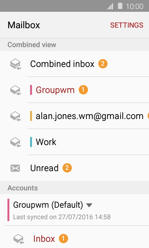 Press the required account.