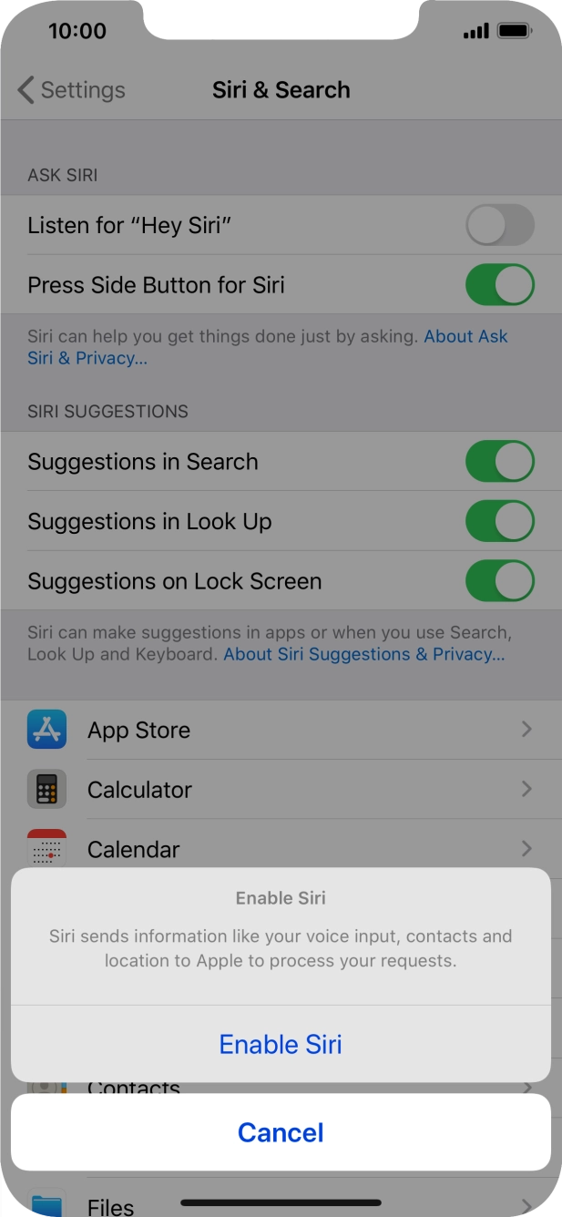 Press Enable Siri.