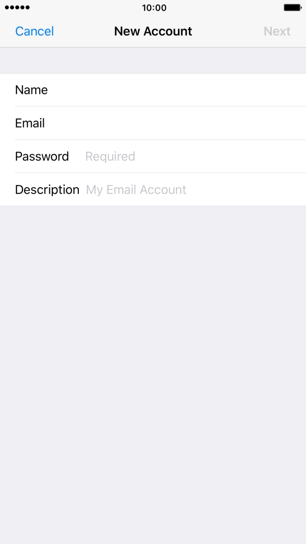 Press Password and key in the password for your email account.