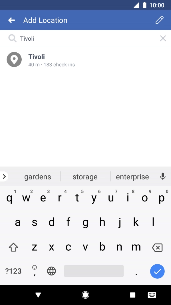 Press the required location.