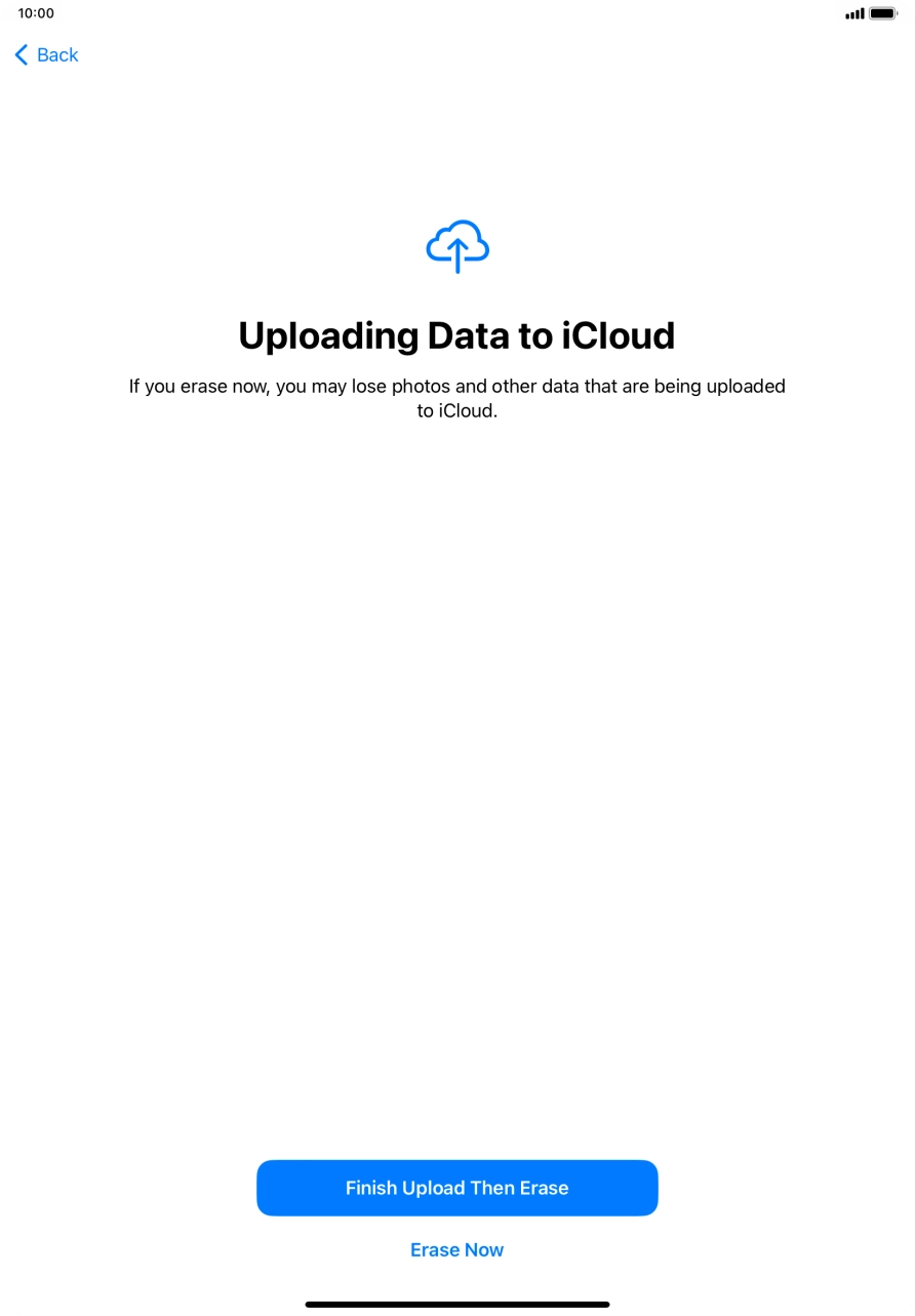Press the required setting. Press the required setting.
