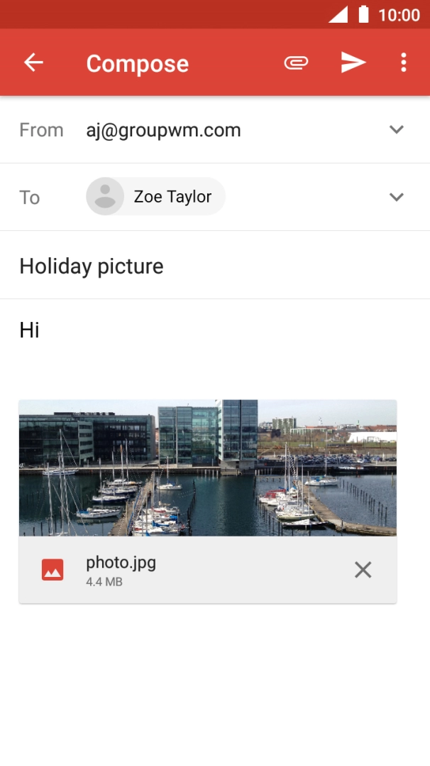 Press the send icon when you've finished your email.