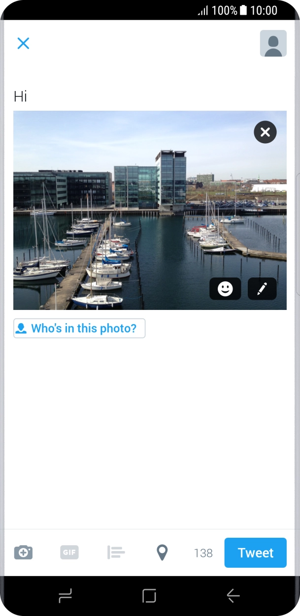 Write the required text and press Tweet.