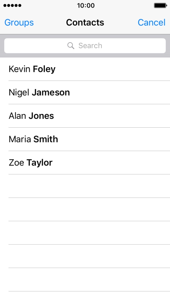 Press the required contact. Press the required contact.