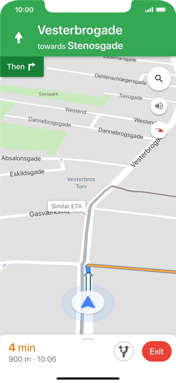 The travel information at the bottom of the screen shows your travel time, estimated time of arrival and distance to destination. The travel information at the bottom of the screen shows your travel time, estimated time of arrival and distance to destination.