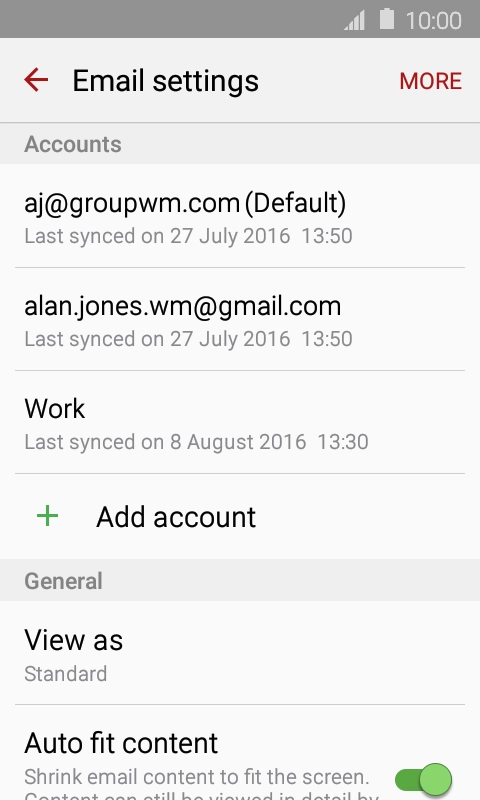 Press the required account.