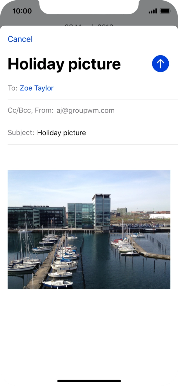 Press the text input field and write the text for your email.