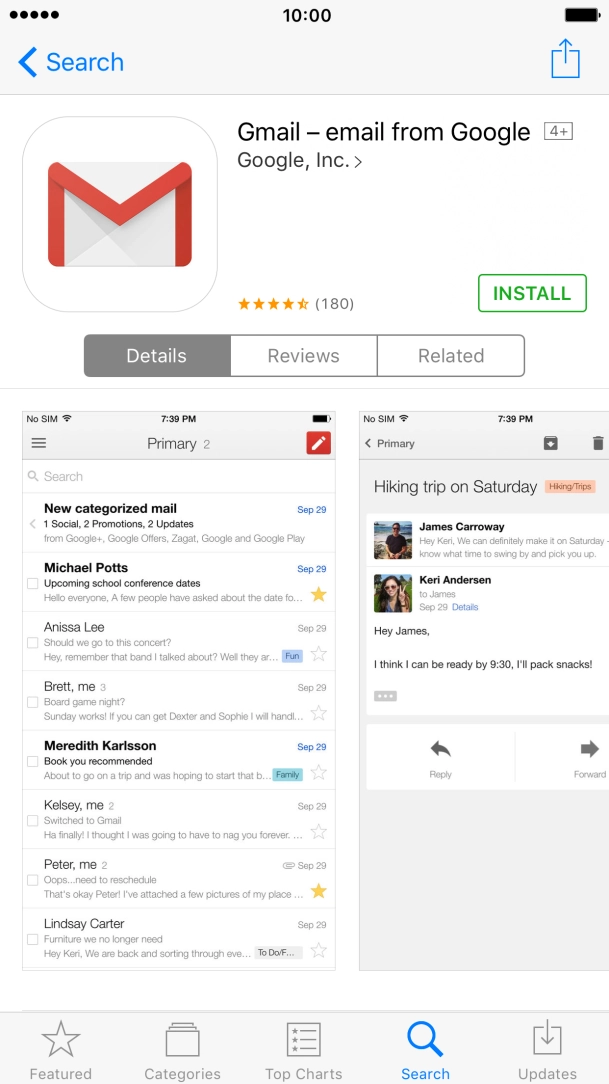 Press INSTALL and wait while Gmail is installed.