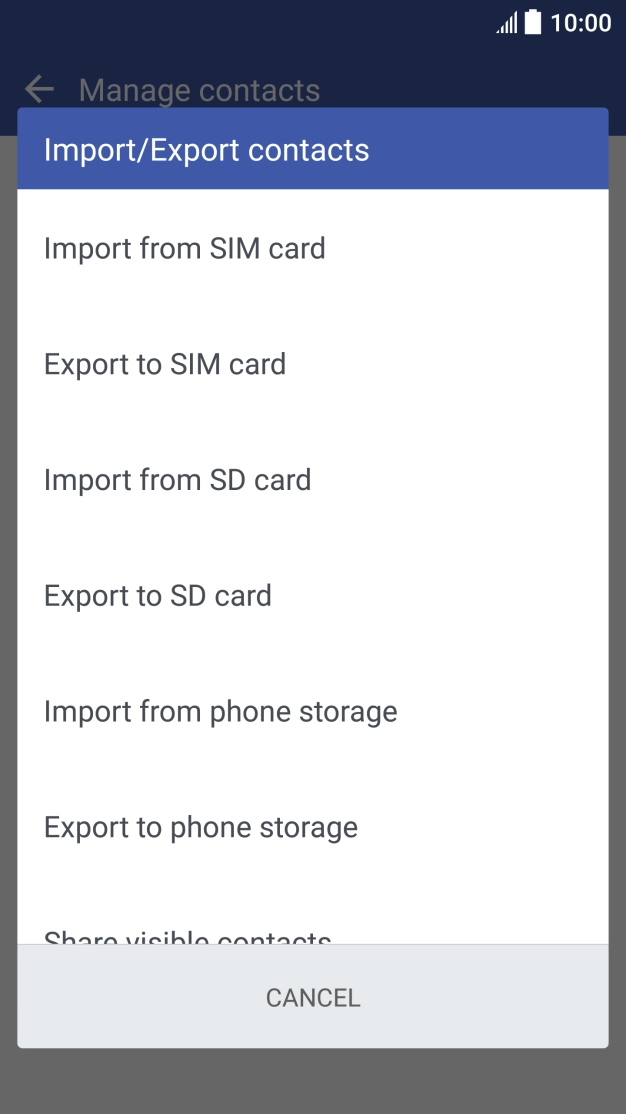 Press Import from SIM card.