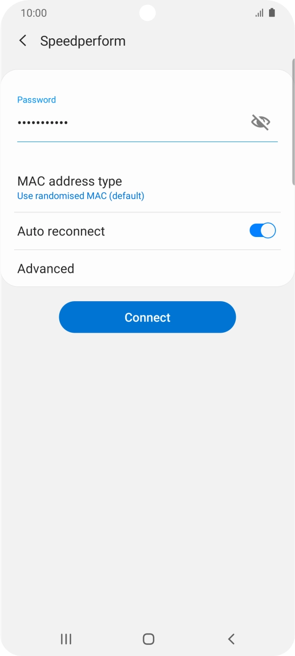 Key in the password for the Wi-Fi network and press Connect.