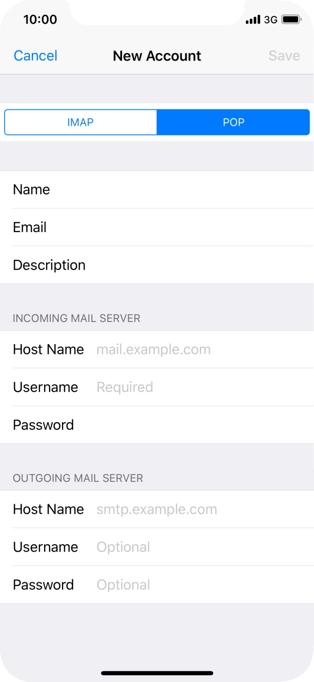 Press Host Name and key in the name of your email provider's incoming server. Press Host Name and key in the name of your email provider's incoming server.