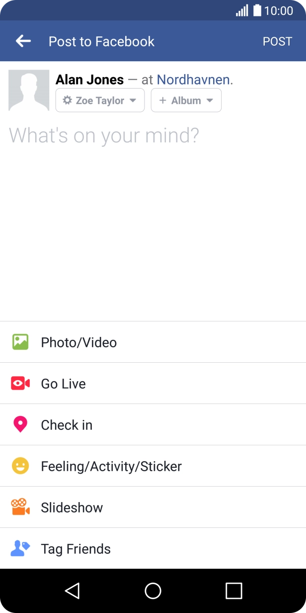 Press the text input field and write the required text.
